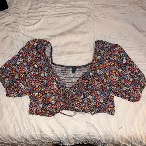 Wild Fable Floral Puff Sleeve Crop Top